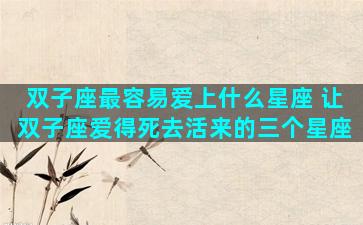 双子座最容易爱上什么星座 让双子座爱得死去活来的三个星座